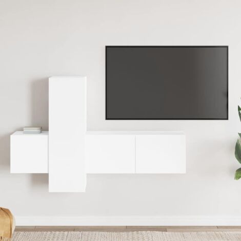3 Piece TV Cabinet Set White Engineered Wood vidaXL