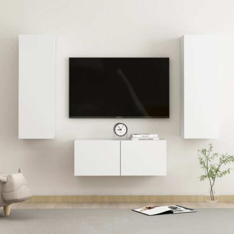 3 Piece TV Cabinet Set White Engineered Wood vidaXL