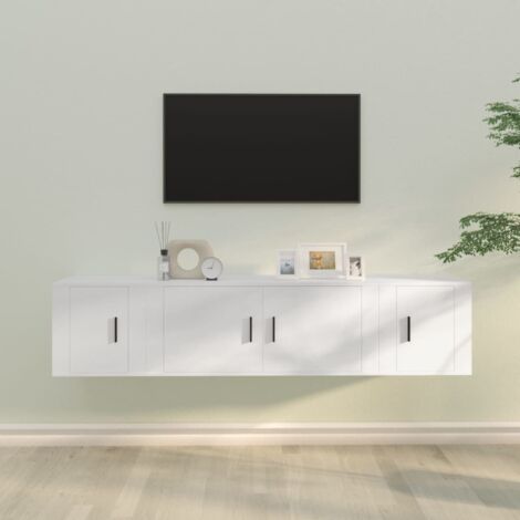 3 Piece TV Cabinet Set White Engineered Wood vidaXL