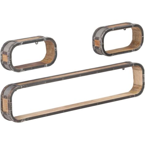 3 Piece Wall Shelf Set Solid Mango Wood vidaXL