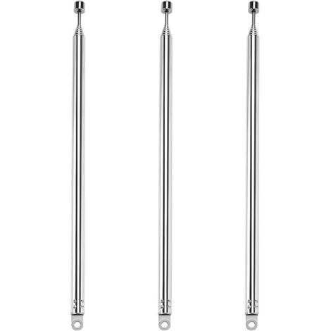 3 Pièces 100cm 7 Sections Antenne Télescopique, Antenne Télescopique Portable FM, Antennes Radio FM Télescopiques Portables, pour TV Dab AM/FM Réception Stéréo