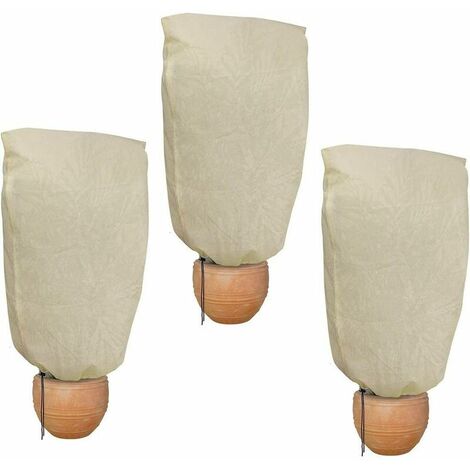 3 pièces 60cm80cm Beige Housse D'hivernage avec Cordon Housses pour Plante Sac Protection pour Plantes de Serrage et Rondelle de Noix de Coco pour Arbre Palmiers Jardin Balcon Tente