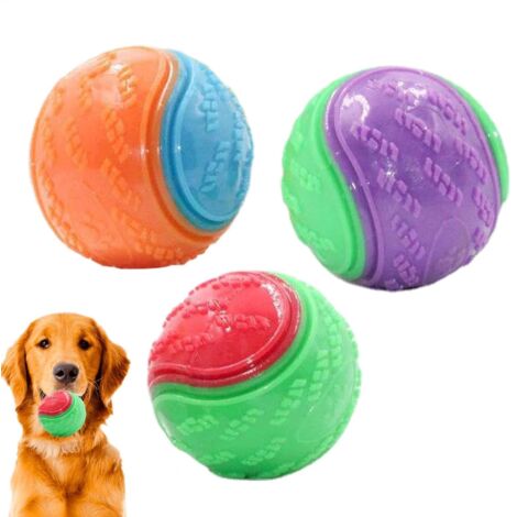 3 Pièces 6,5x6,5cm Boule De Chien Qui Couine, Balle Chien Couineuse, Balle Interactive pour Chien, Balles Couinantes Indestructibles pour Chien, Chien Balle Nettoyage des Dents Chiot Jouets