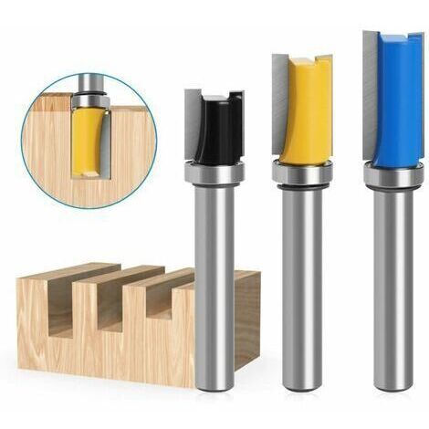 3 Pièces 8mm Fraise Carbure Defonceuse, avec Roulement Supérieur Fraise Fraises, Fraise de Copiage Fermement