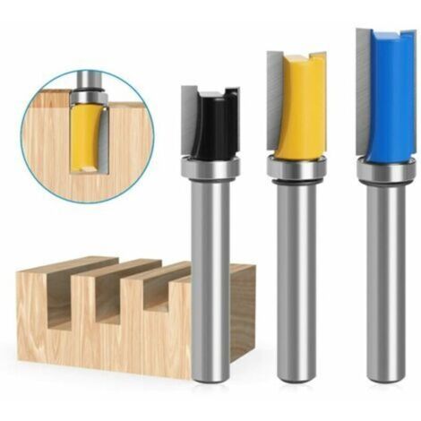 3 Pièces 8mm Fraise Carbure Defonceuse, avec Roulement Supérieur Fraise Fraises, Fraise de Copiage Fermement
