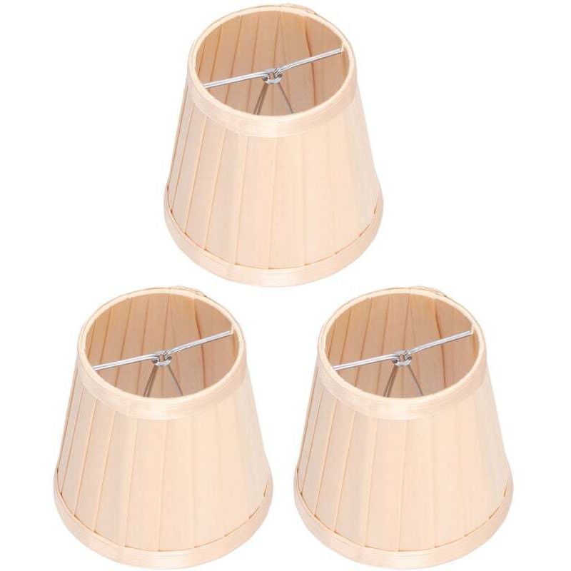 3 pièces abat-jour en tissu E14 à clipser sur le couvercle de lampe en tissu pour lustre applique murale décoration de bureau (or clair)