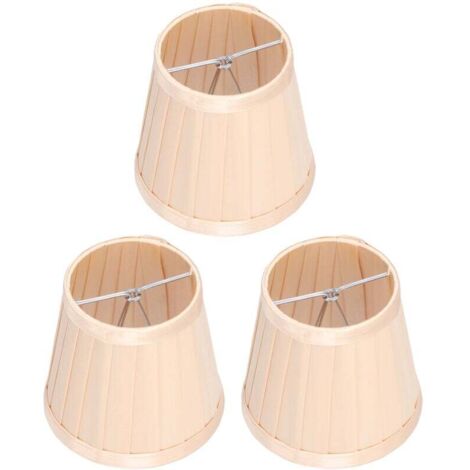 3 pièces abat-jour en tissu E14 à clipser sur le couvercle de lampe en tissu pour lustre applique murale décoration de bureau (or clair)