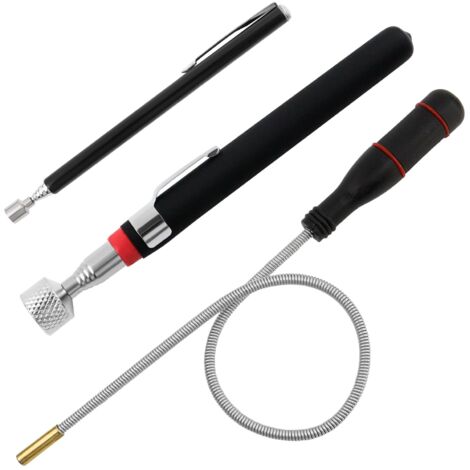 3 Pièces Aimant Telescopique, Aimant Mecanique Auto, Flexible et Portable Tige Aimantée, Extensibles Outil de Préhension Magnétique pour Ramasser de Petits Objets Métalliques (2LB 3LB 10LB)