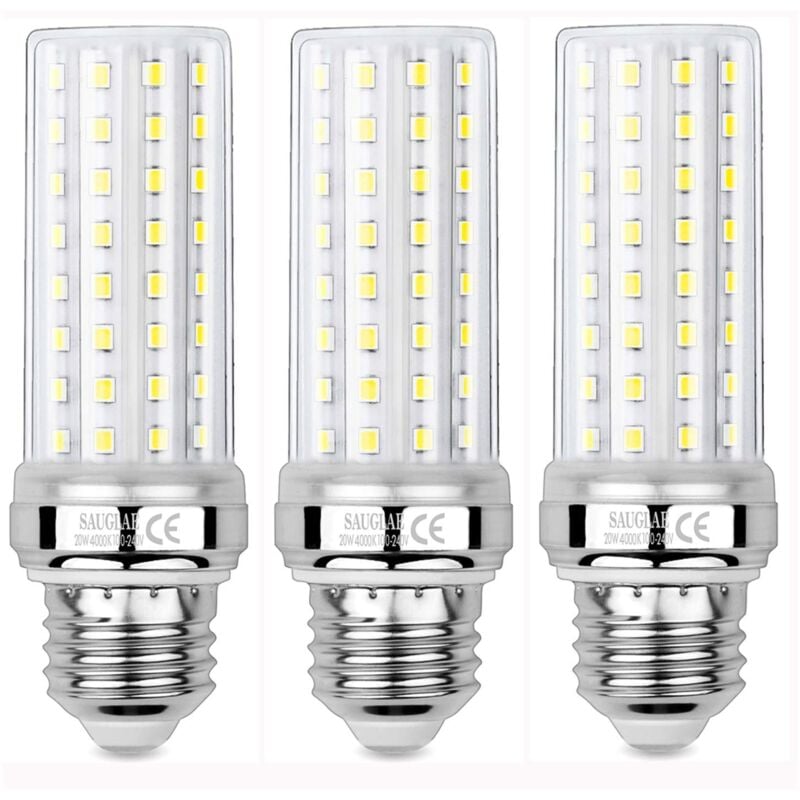 3 Pièces Ampoules de Maïs led 20W, Équivalent 150W Ampoule Incandescente, 2300LM, 4000K Blanc Neutre, Ampoules à E27 Vis Edison