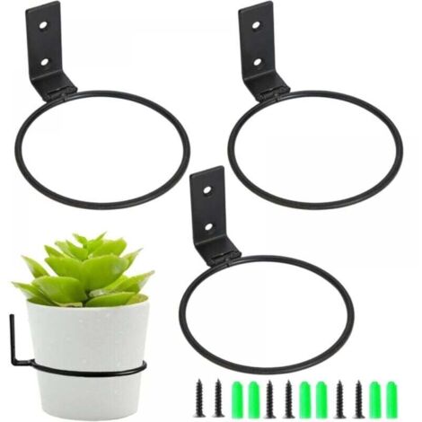 (3 Pièces) Anneau de Support de Pot de Fleur Mural 15,2 cm Fixation Murale Pot de Fleurs en Métal Porte Pot de Fleur Anneau Pot avec Vis pour Interieur Extérieur Terrasse Balcon Jardin