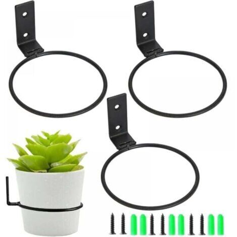 (3 Pièces) Anneau de Support de Pot de Fleur Mural 15,2 cm Fixation Murale Pot de Fleurs en Métal Porte Pot de Fleur Anneau Pot avec Vis pour Interieur Extérieur Terrasse Balcon Jardin