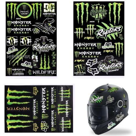 3 Pièces Autocollant Moto,Marque Griffe Monstre Sticker,Petites Modifications pour Les Voitures Course Sportives 50 Modèles Autocollants Moto Personnalisés