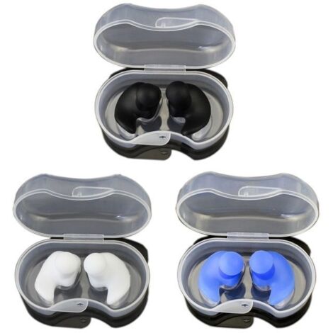3 Pièces avec Étui Bouchons d'Oreilles de Natation en Silicone - Étanchéité, Protection Auditive, Réutilisables, Confort