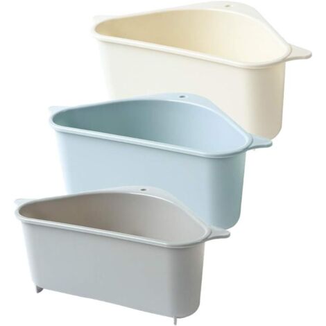 3 pièces bac à filtre pour lavabo étagère de rangement triangulaire - ensemble de passoires d'égouttement au-dessus de l'évier Tamis de cuisine à légumes / fruits Passoire à thé avec poignées extracti