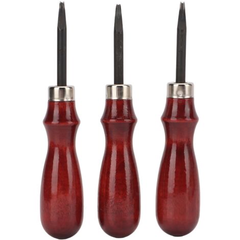 3 Pièces Biseauteuse Cuir Acier Manche Santal Léger Outil Biseautage Lissage Bord DIY