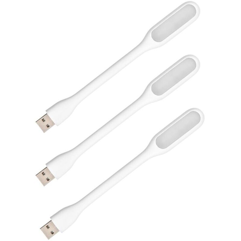 3 Pièces Blanc Lampe Ordinateur LED Flexible USB