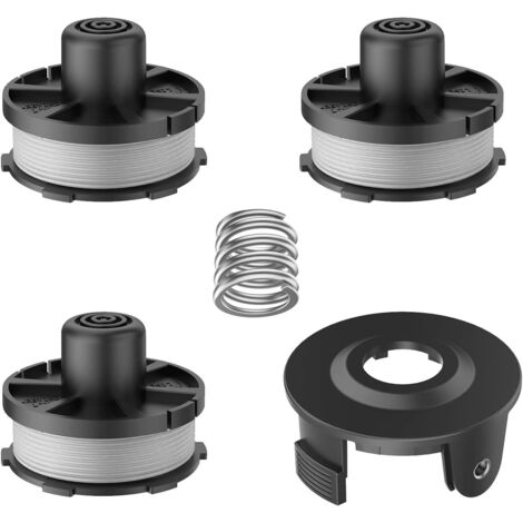 3 Pièces Bobine de Fil Convient pour Makita 196146-9/195858-1,Rechange Coupe Bordure pour Makita Akkusense 18V DUR181Z,DUR181RF,DUR181,Ø1,6mm 8,3m Longueur(3 Bobine+1 Couvercle+1 Ressort)