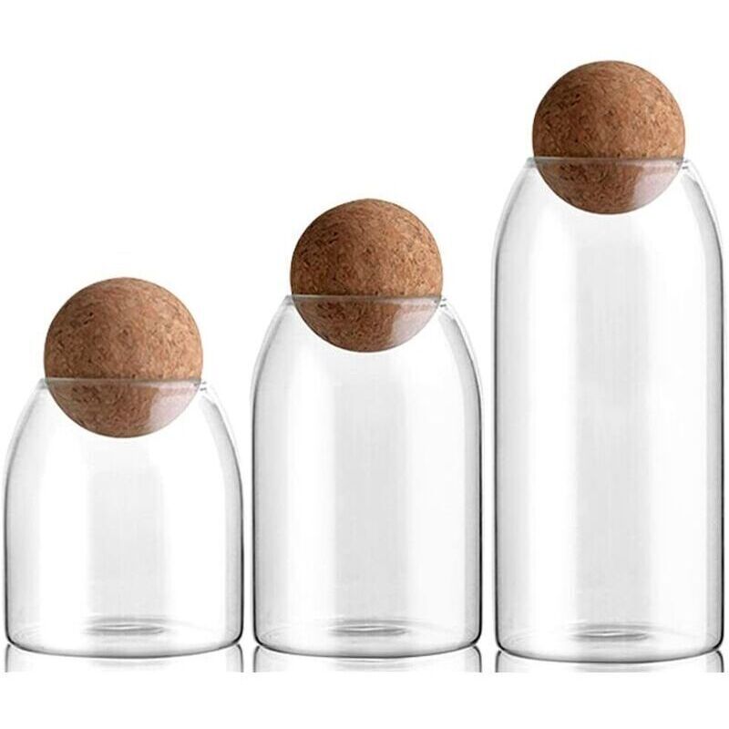 3 Pièces Bocaux en Verre avec Couvercle Bocaux - De Rangement pour Cuisine Ensemble De Contenants avec Couvercles Contenants Hermétiques pour Pates,