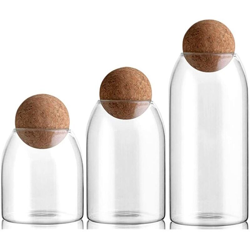 3 Pièces Bocaux en Verre avec Couvercle Bocaux De Rangement