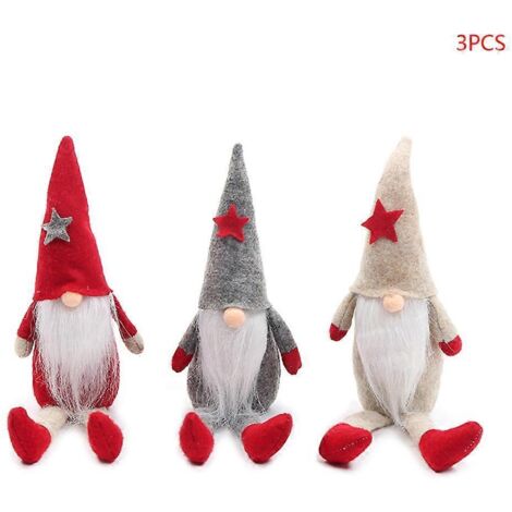 3 pièces Bonnet Long Père Noël Suédois Gnome en Peluche pour Décoration de Poupée Jouet Lutin Fait Main Décor Fête Maison