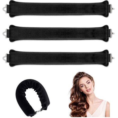 3 Pièces Boucle Sans Chaleur Bigoudis Cheveux,Overnight Blowout Heatless Hair Curlers,Brushing Sans Chaleur Boudin,Bigoudis de Sommeil,Bigoudis Souple pour La Nuit,Bigoudis pour Dormir-Noir