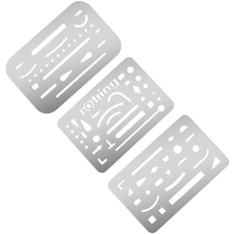 3 pièces bouclier d'effacement modèle de dessin en acier inoxydable outils de dessin de bouclier outil de bouclier de gomme en métal pour les artistes de dessin mécanique conception technique