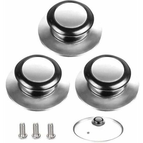 3 Pièces Bouton de Couvercle,Poignée Couvercle Casserole, Convient Pour Poignée de Couvercle en Verre, Couvercle de Casserole en Acier Inoxydable, Pour Les Ustensiles de Cuisine