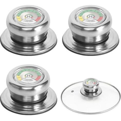 3 Pièces Boutons de Couvercle de Casserole avec Thermomètre Poignée de Couvercle en Verre Boutons de Couvercle de Pot Poignée Couvercle Casserole Bouton de Couvercle de Casserole pour Poêle Ma