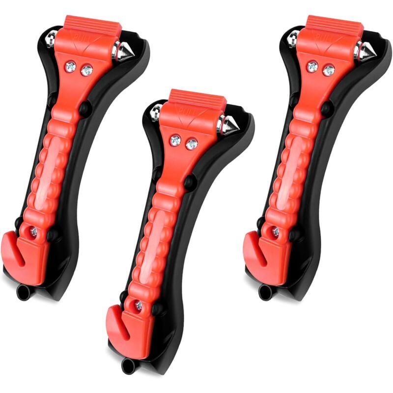 3 Pièces Brise Vitre Coupe Ceinture, Marteau Brise Vitre Voiture de Secours, 2 en 1 Brise-Vitre de Voiture, Coupe Ceinture de Sécurité d'urgence,