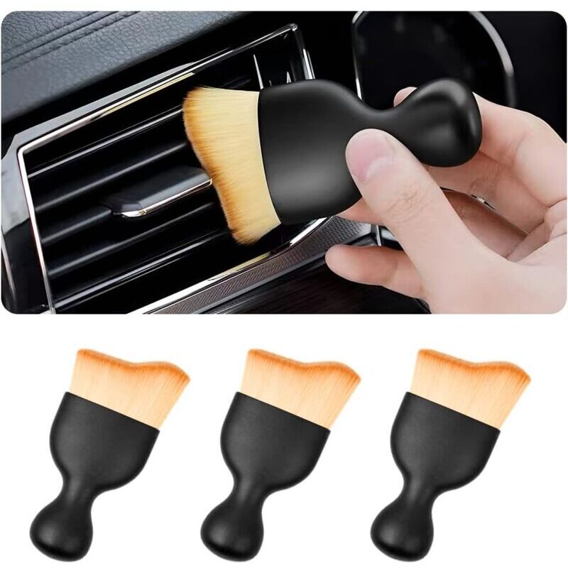 3 Pièces Brosse de Detail pour Voiture, Pinceaux Nettoyage Voiture, Brosses Poussière Auto avec Poils Doux, Voiture Détail Brosse pour Moteur,