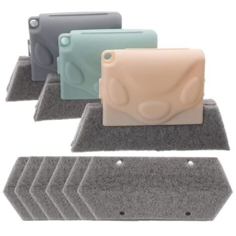 3 Pièces Brosse Fente Multifonction, Fenêtre Brosse Nettoyage, avec 6 Chiffons Nettoyage, pour Rainures de Fenêtre, Fentes de Porte