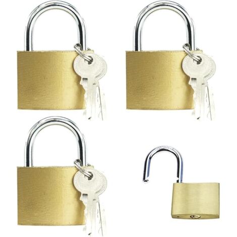 3 Pièces Cadenas, Cadenas Clé - Cadenas 25Mm - Avec 3 Clés - Sécurité Fiable Pour Casier, Bagage Ou Portail - Corps En Laiton - Résistant - Anse En Acier Trempé