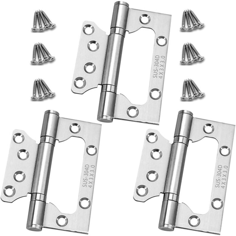 3 Pièces Charniere Porte Lourde 100mm36mm Charnières Inox Roulement à Billes Charnière de Porte Charniere Portail Exterieur pour Portes de Maison,