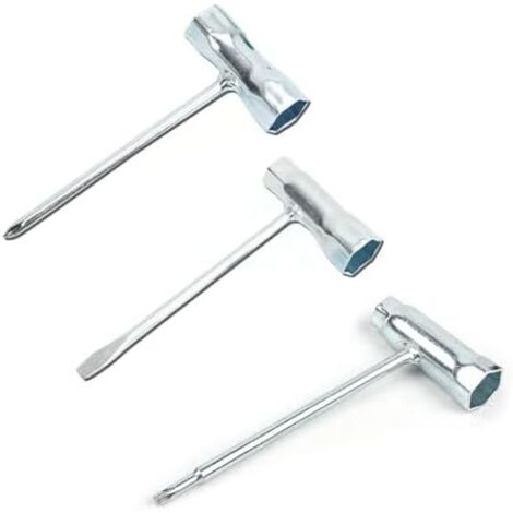 3 Pièces Clé à Bougie, Universelle 13 x 19 mm, 16 mm Douille Bougie avec Poignée en T, Ergonomique Pipe, pour Tondeuse Gazon, Chaîne de Tronçonneuse -