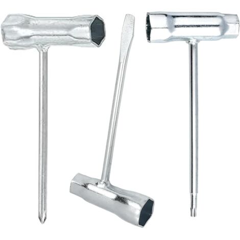 3 Pièces Clé en Combinaison en T Forme pour Scies à Chaîne Tondeuse à Gazon, Cle a Bougie d'Allumage 13 mm x 19 mm, Accessoires pour Tronçonneuse(Fendu, Croix, Forme de M)