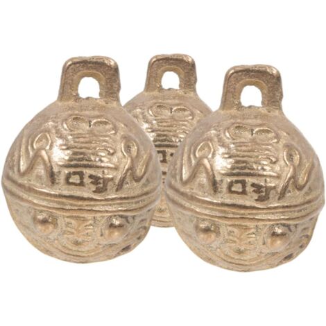 3 pièces Clochettes Cuivre pour Animaux avec Design Tête de Tigre Clair et