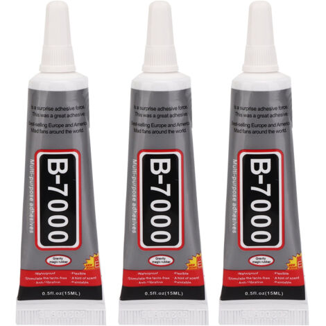 3 pièces Colle B-7000 Transparente 15ml avec Aiguille pour Réparation Bijoux DIY