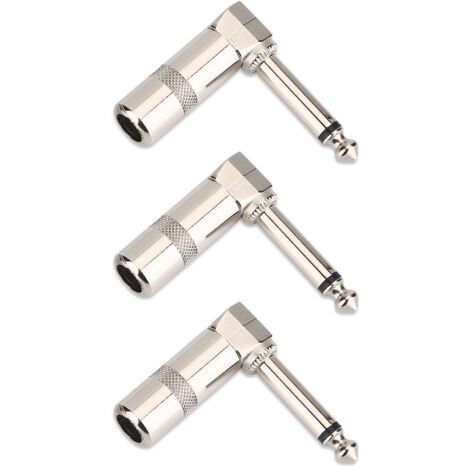 3 Pièces Connecteur Audio 6.3mm (1/4") Jack Mâle Droit Angle pour Microphone Câble