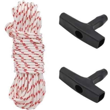 3 pièces Corde de Démarrage avec Poignée pour Tondeuse, Tronçonneuse, Débroussailleuse, Taille-bordures, Pièces de Moteur (10 mètres, 3,0 mm)