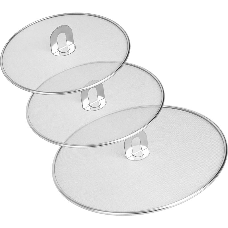 3 Pièces Couvercle Anti Projection, Couvercle Poele Anti Eclaboussure, Écran Anti-Projections de Graisse pour Poêle, Couvercle de Poêle en Acier