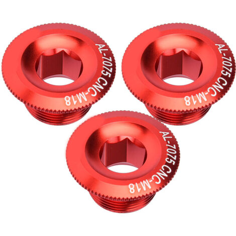 3 Pièces Couvre-manivelle Vélo Alliage Aluminium 18mm, Vis Axe Boulon Accessoire Cyclisme (Rouge)