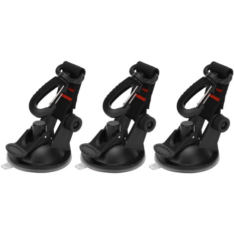 3 Pièces Crochet à Ventouse Portable Rotatif pour Fixation de Tente et Mousqueton Réutilisable Rouge