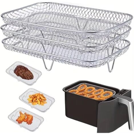 3 pièces d’accessoires pour friteuse à air – grille universelle compatible avec la plupart des marques – renforcée, épaisse et facile à nettoyer
