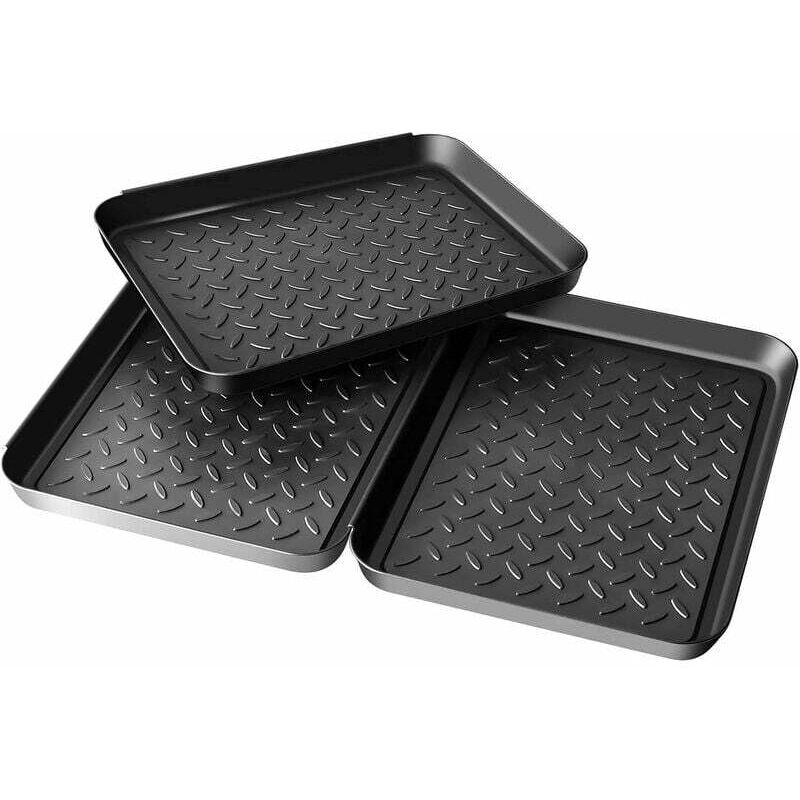 3 pièces de bac à chaussures, tapis à chaussures, plateau à chaussures, plastique, étagère à chaussures, bac à chaussures 35x27x3cm, plateau à
