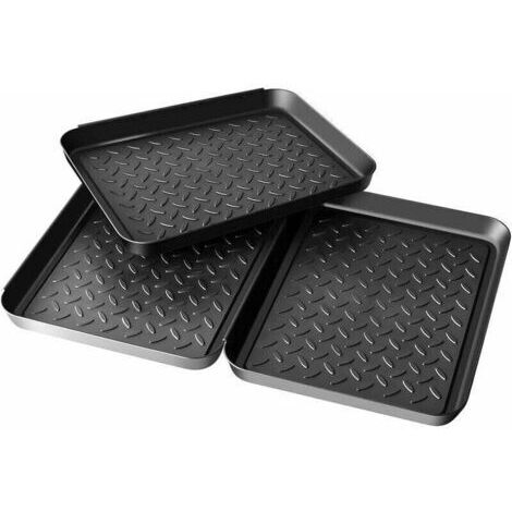3 pièces de bac à chaussures, tapis à chaussures, plateau à chaussures, plastique, étagère à chaussures, bac à chaussures 35x27x3cm, plateau à chaussures avec bord surélevé, bac à chaussures,