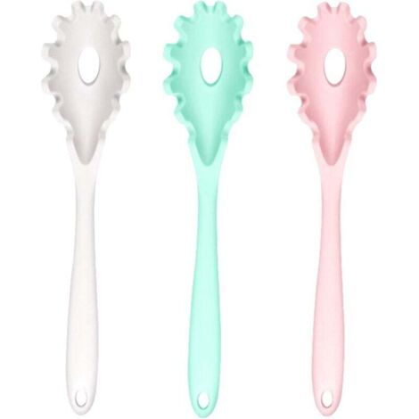 3 pièces de fourchettes à spaghetti en siliCône de cuisine (blanc rose vert menthe)-Fei Yu