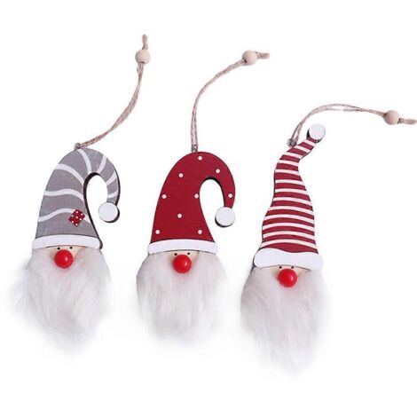 3 pièces Décoration de Noël Gnomes en Peluche Lumineux à Suspendre LED