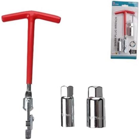 3 Pièces Douille de Bougie D'allumage, d'Allumage Clé à Molette Outil d'Installation, D'installation Remover, 16mm/21mm pour Voiture Moto (Rouge) -