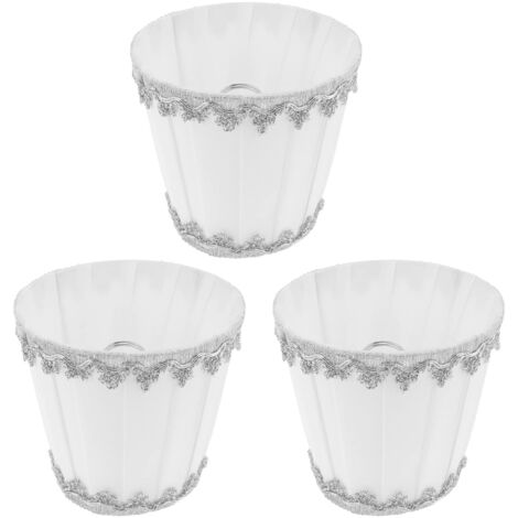 3 Pièces E14 Abat-jour en Tissu Moderne Abat-jour à Pince Bord de Vague Gaze Moderne Européenne pour Lustre à Bougie Hôtel KTV Décor