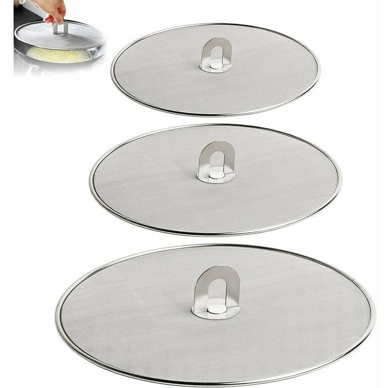 3 Pièces Écran Anti-Projections de Graisse pour Poêle Couvercle Anti Projection en Acier Inoxyable Protection Anti-éclaboussures en Acier Inoxydable